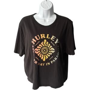Hurley “Another Day in Paradise” Sun Graphic Cropped T-Shirt Black XL
